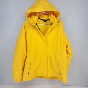 Lands End Large 14-16 | Yellow 3in1 Fleece Lined Hooded Parka Rain Jacket Womens